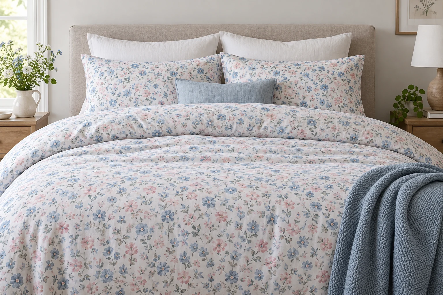 Floral duvet cover and matching pillows