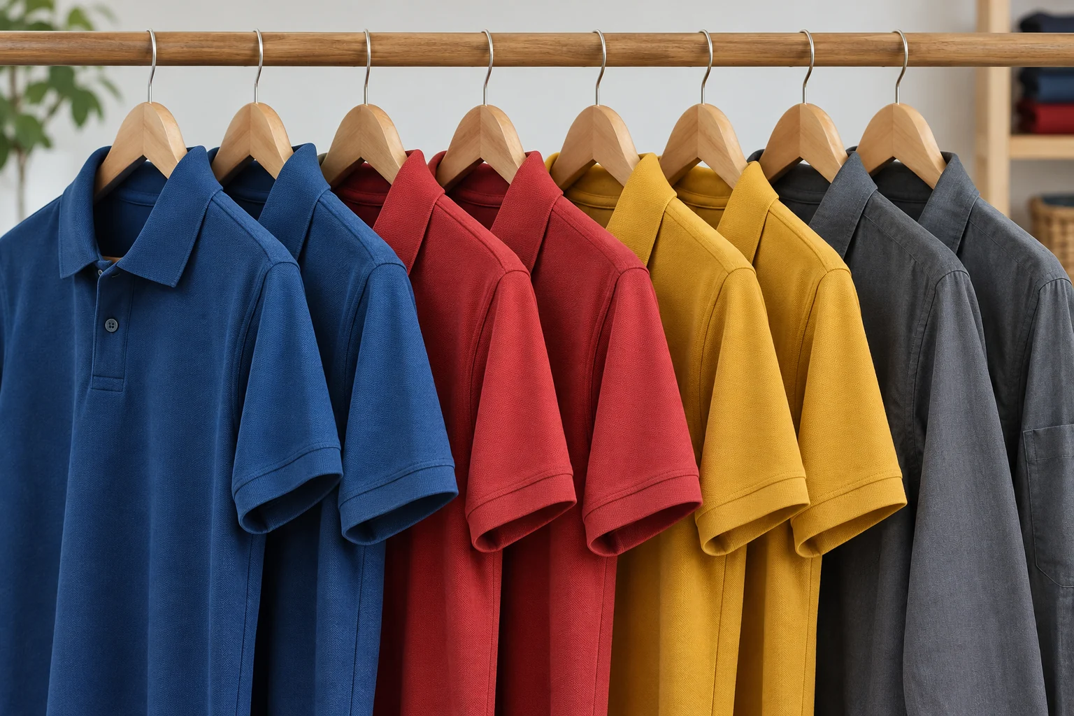 Polo shirts in a range of colours
